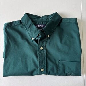 Chaps Dark Green Long sleeve Button down XL Preppy Office Casual Church